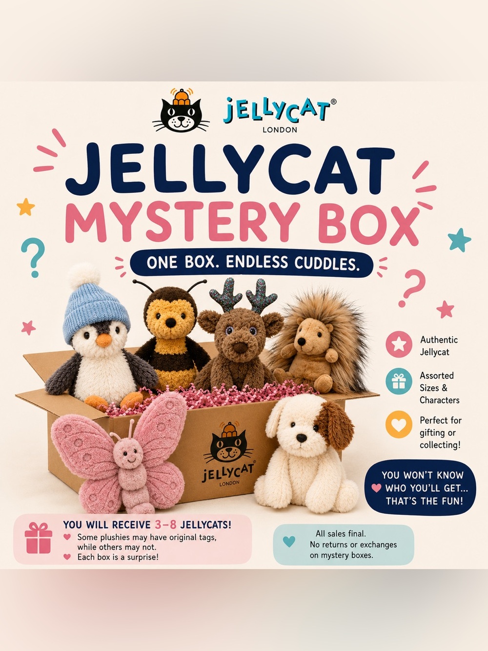 Jellycat Mystery Box 🎁 | 3–8 Authentic Jellycats | Surprise Plush Box
